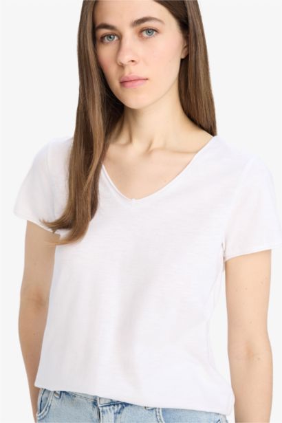 Regular Fit V Neck Basic T-Shirt