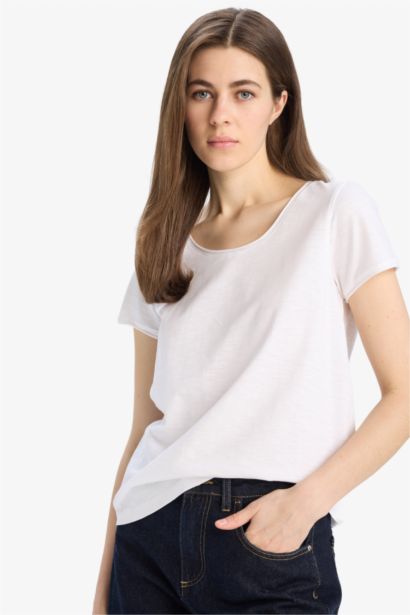 Regular Fit Bicycle Collar Basic T-Shirt