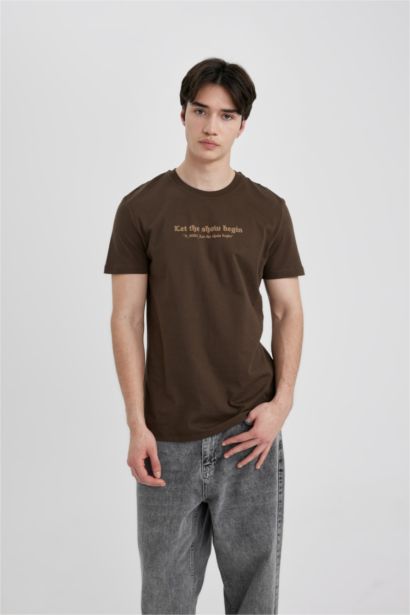 %100 Pamuk Slim Fit Baskılı Tişört