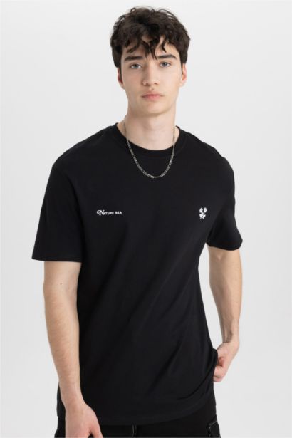 Regular Fit Crew Neck Printed Short Sleeve T-Shirt