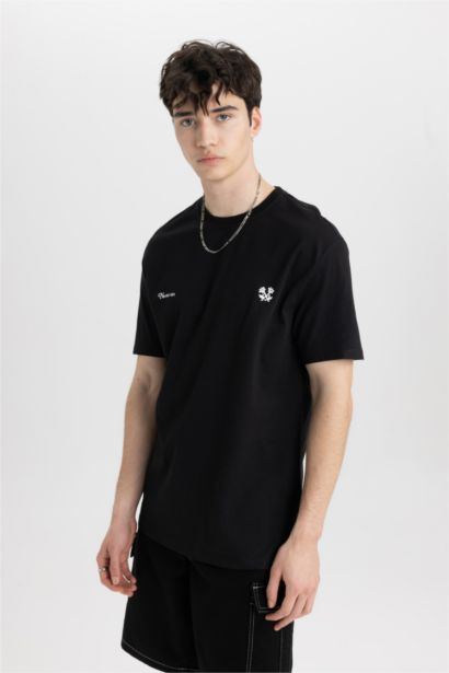 Regular Fit Crew Neck Printed Short Sleeve T-Shirt