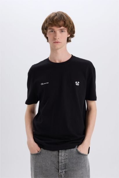 Regular Fit Crew Neck Printed Short Sleeve T-Shirt