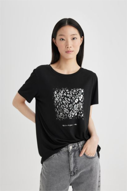 Crew Neck Printed Short Sleeve T-Shirt