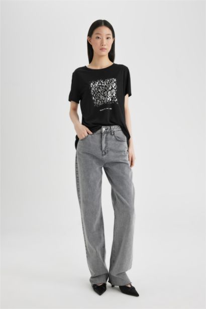 Crew Neck Printed Short Sleeve T-Shirt