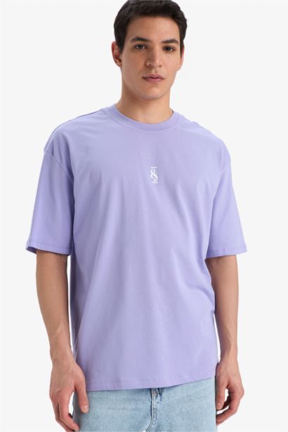 Oversize Fit Crew Neck Back Printed Short Sleeve T-Shirt