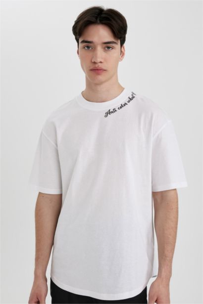 تيشيرت نص ردن قصة مريحة بياخة مستديرة