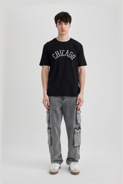 Regular Fit Crew Neck Printed Short Sleeve T-Shirt