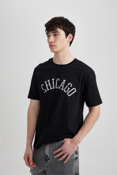 Regular Fit Crew Neck Printed Short Sleeve T-Shirt