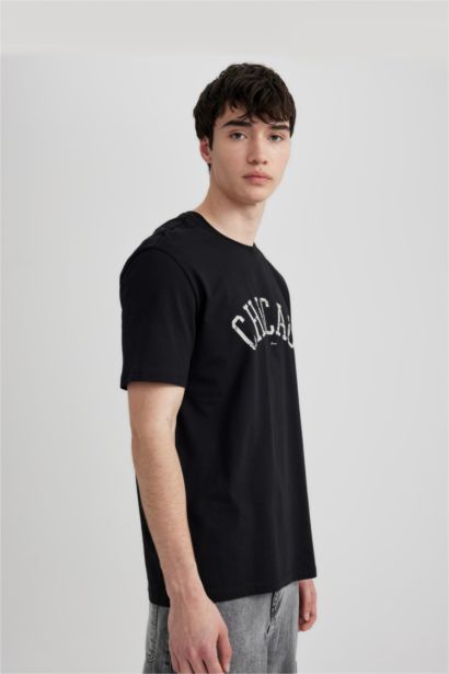 Regular Fit Crew Neck Printed Short Sleeve T-Shirt