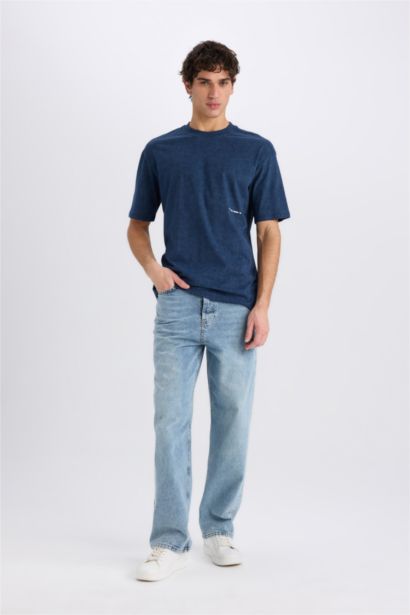 Boxy Fit Crew Neck Printed Short Sleeve T-Shirt