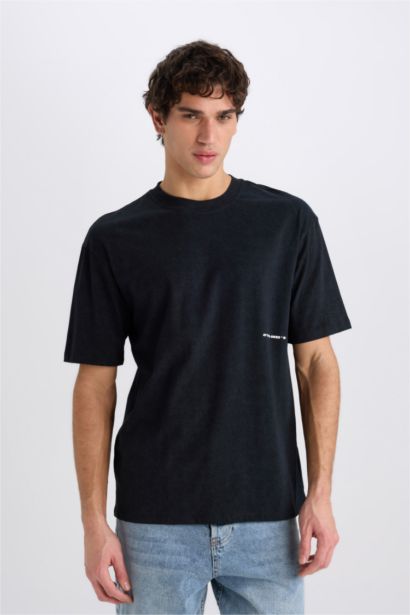 Boxy Fit Crew Neck Printed Short Sleeve T-Shirt