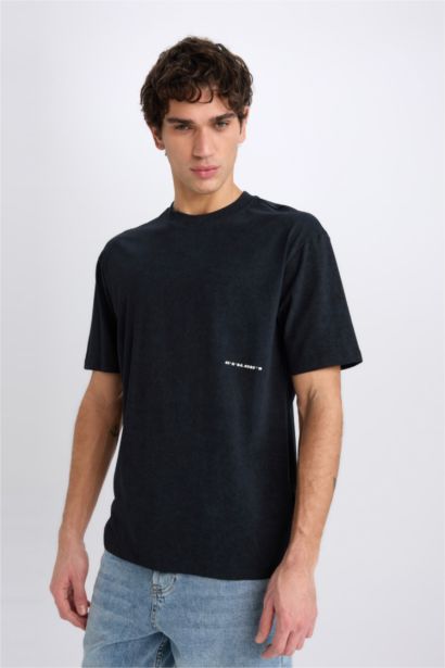 Boxy Fit Crew Neck Printed Short Sleeve T-Shirt