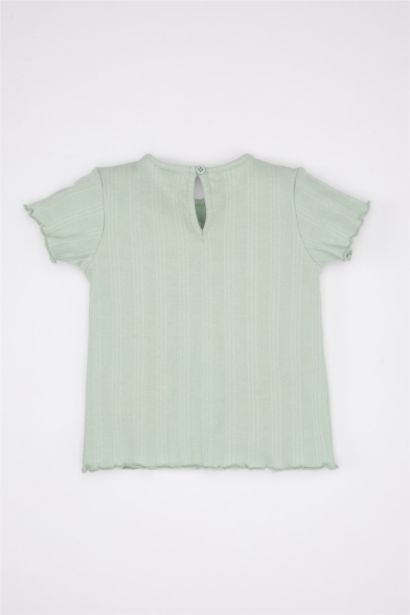 T-Shirt à Manches Courtes Fleuri à Col rond pour Bébé Fille