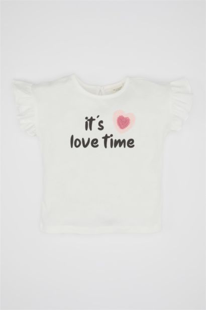 Baby Girl Slogan Printed Short Sleeve T-Shirt