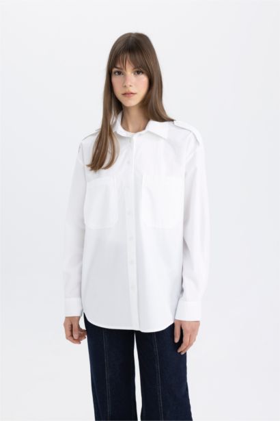 Relax Fit Poplin Long Sleeve Shirt Tunic