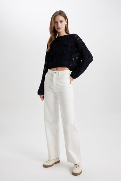 بلوفر قصير كروشيه برقبة قارب