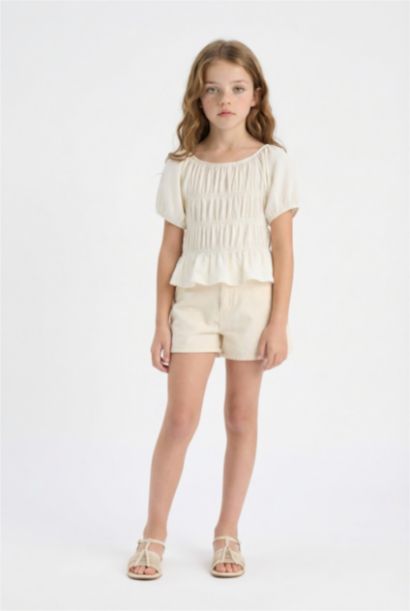 Blouse à manches courtes et col rond Coupe décontractée pour fille