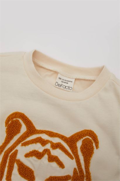 Baby Boy Crew Neck Tiger Pattern Short Sleeve T-Shirt
