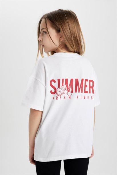 T-shirt oversize imprimé au dos à manches courtes pour fille