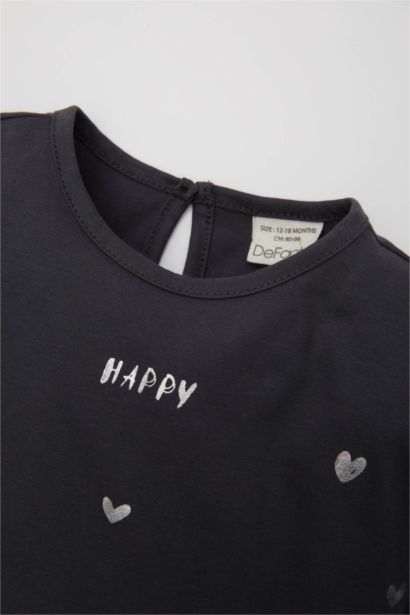 تيشيرت بناتي نص كم بطبعة قلب