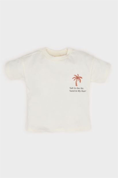 2'li Takım Baskılı Kısa Kollu Tişört Salopet Erkek Bebek