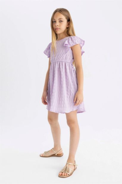 Girl Short Sleeve Wrinkled Dress
