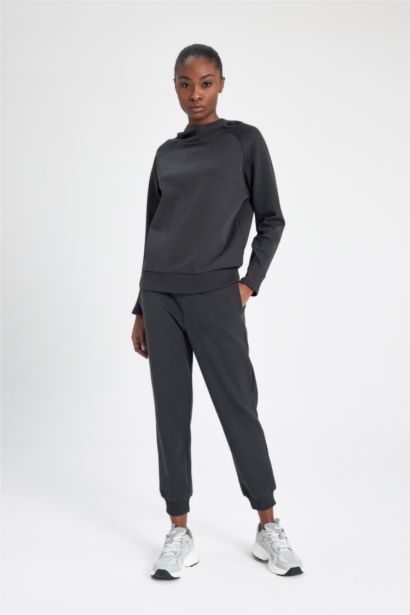 بنطلون سويت بانتس قماش سكوبا قصة عادية بأستك من تحت