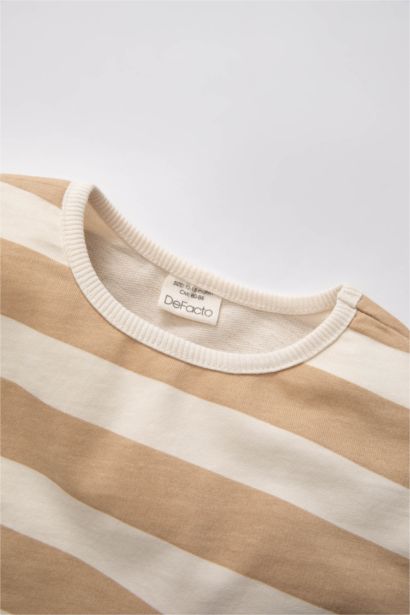 Sweatshirt coupe régulière à Rayures à Col Rond Pour Bébé Fille