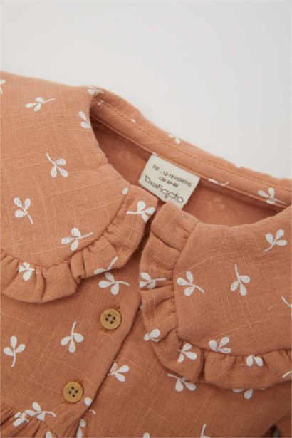 Baby Girl Floral Long Sleeve Muslin Dress