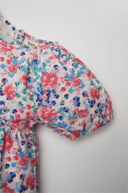 فستان بناتي ذو مظهر كتاني قصة عادية نص كم