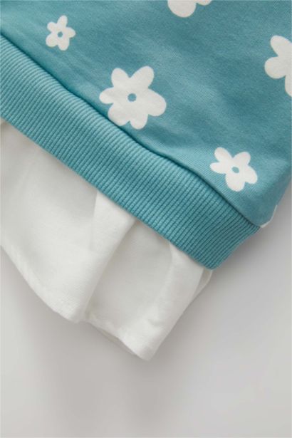 Sweatshirt à Col Rond Fleuri pour Bébé Fille