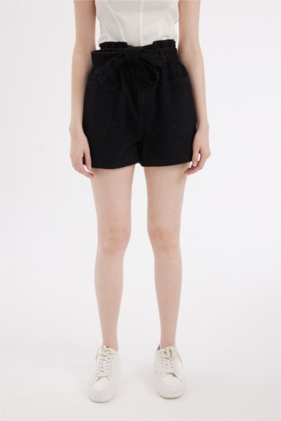 شورت جينز أسود بيبرباج بخصر عالي