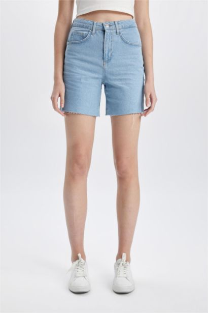 Denim High waist Cut Tip Shorts