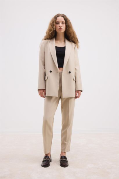 Carrot Fit High Waist Skinny Leg Crop Trousers