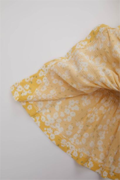 Baby Girl Floral Short Sleeve Crinkle Viscose Dress