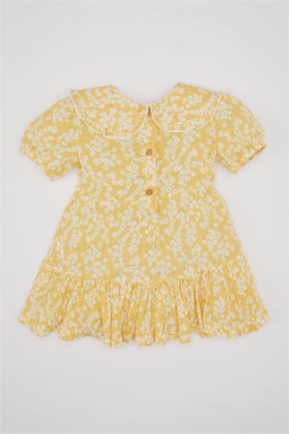 Baby Girl Floral Short Sleeve Crinkle Viscose Dress