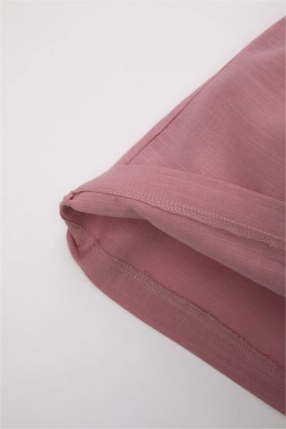 فستان بناتي مضلع نص كم