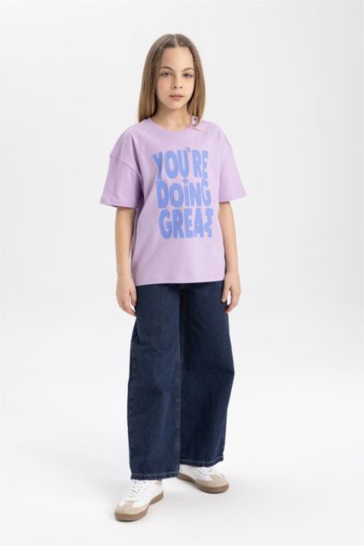 T-shirt imprimé à manches courtes Coupe décontractée pour fille