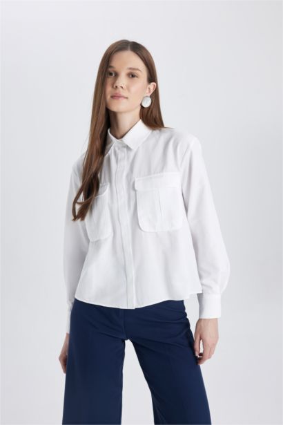 Regular Fit Poplin Shirt Collar Long Sleeve Tunic
