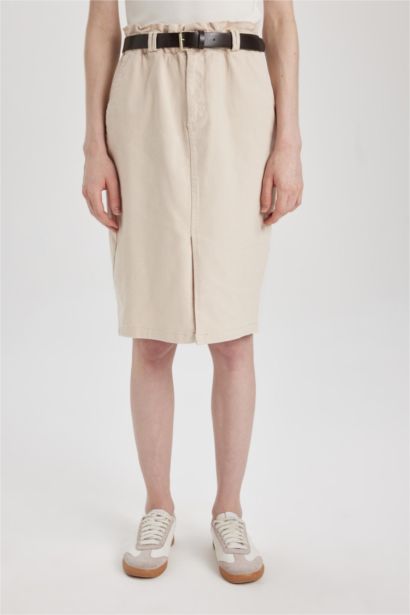 جيبة بنسل ضيقة ميدي جبردين بخصر عادي وفتحة