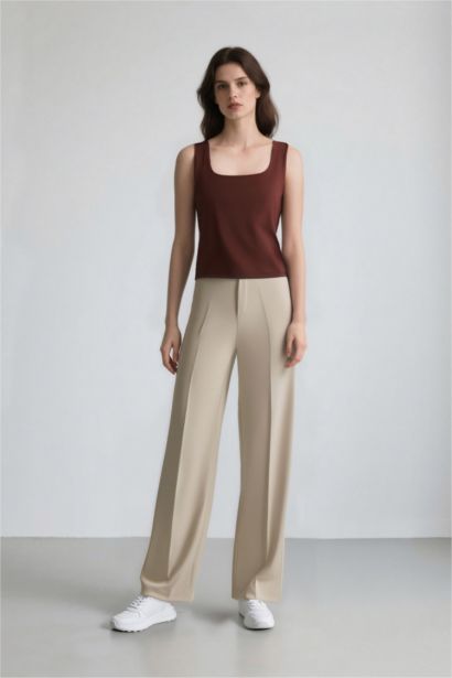 Slim Fit Basic Square Collar Sleeveless Tank Top