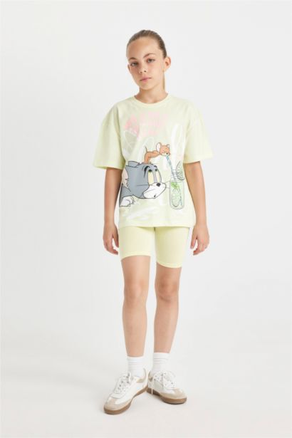 T-shirt Tom & Jerry à col rond et manches courtes Relax Fit pour fille