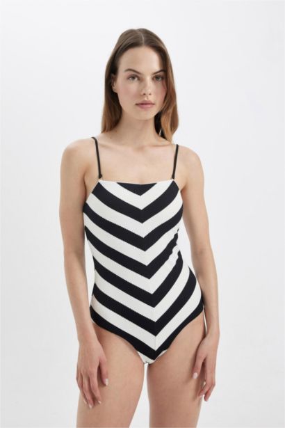Regular Fit Striped Swimsuit