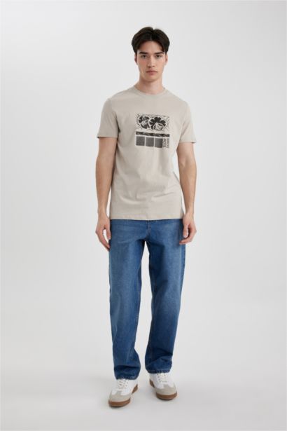 Slim Fit Crew Neck Printed Short Sleeve T-Shirt