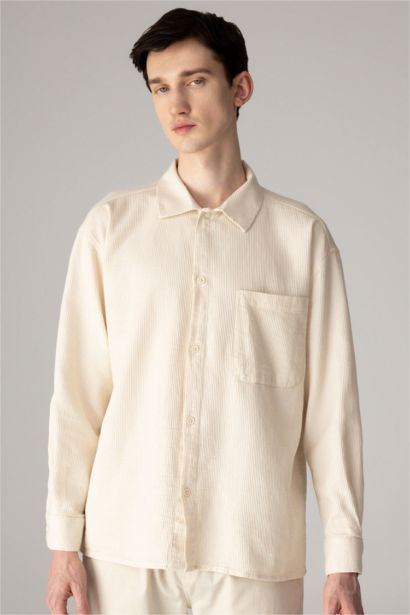 Oversize Fit Polo Collar Cotton Shirt