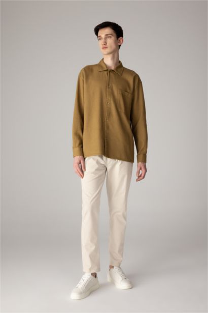 Oversize Fit Polo Collar Cotton Long Sleeve Shirt