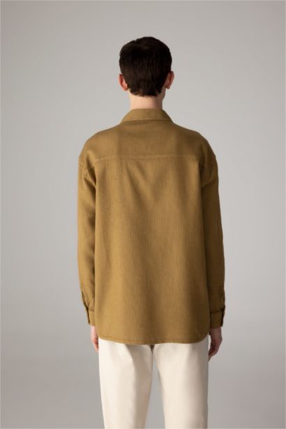 Oversize Fit Polo Collar Cotton Long Sleeve Shirt