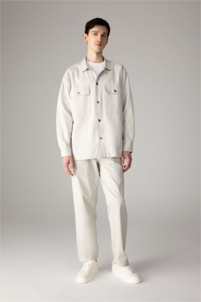 Oversize Fit Polo Collar Twill Shirt Jacket