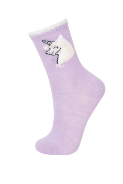 3'lü Pamuklu Uzun Çorap Kız Çocuk