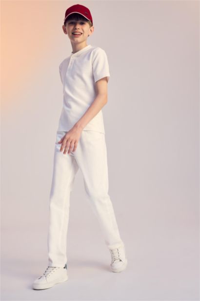 Boy Regular Fit Standard Leg Linen Look Trousers